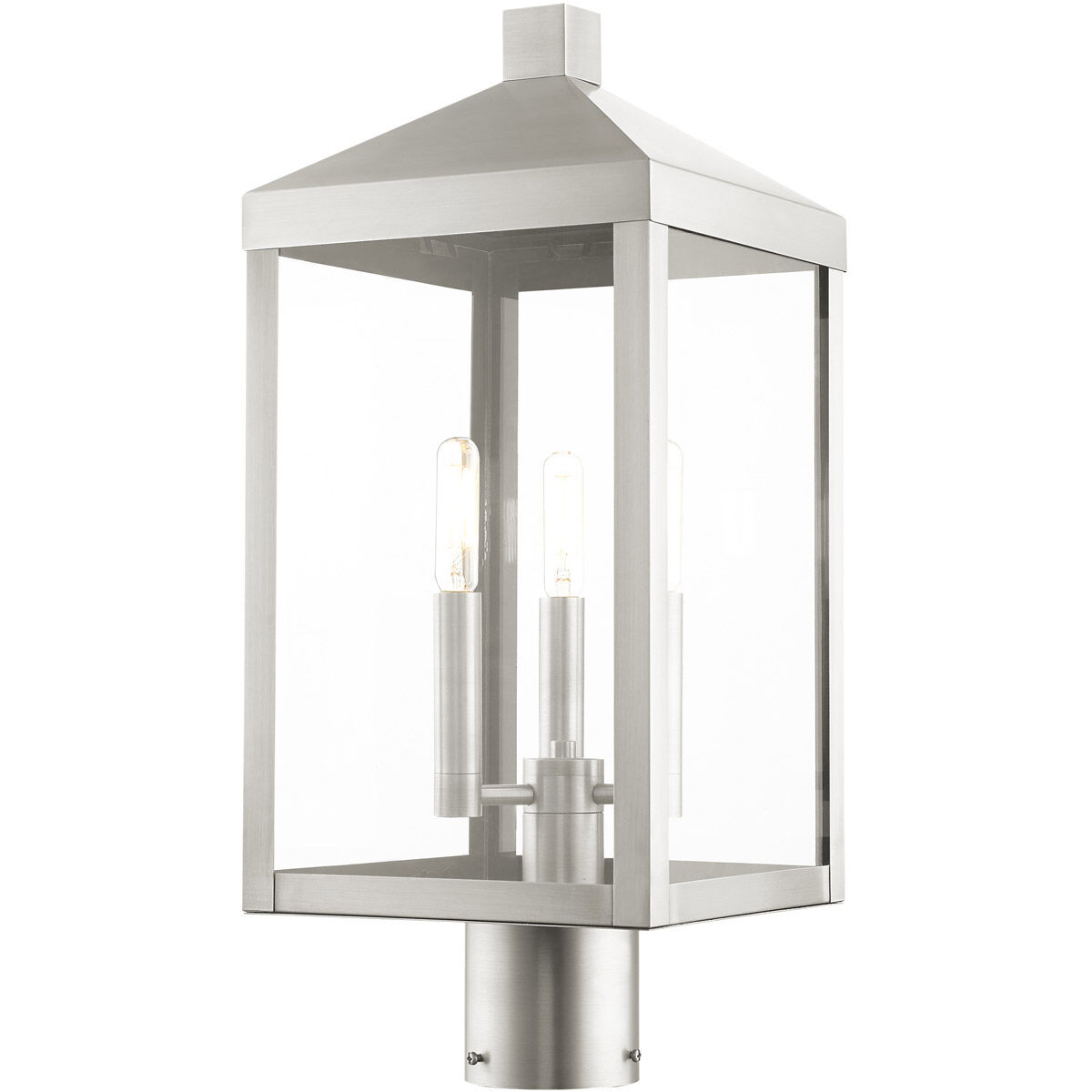Nyack 3 Light 20 inch Brushed Nickel Outdoor Post Top Lantern