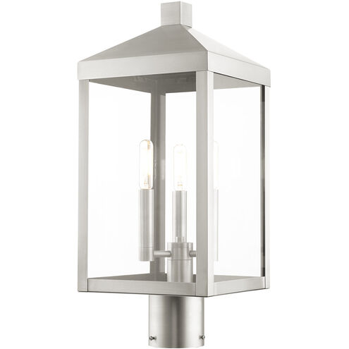Nyack 3 Light 20 inch Brushed Nickel Outdoor Post Top Lantern