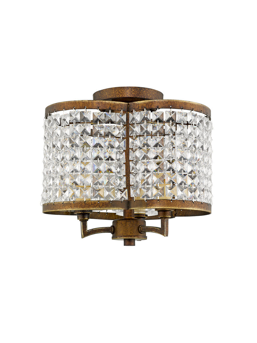 Grammercy 3 Light 12 inch Hand Painted Palacial Bronze Semi-Flush Mount Ceiling Light