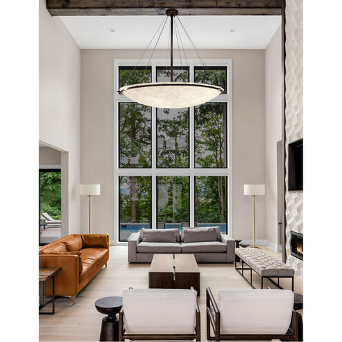 Clouds LED 75 inch Matte Black Semi-Flush Bowl with Ring Ceiling Light in 12000 Lm LED