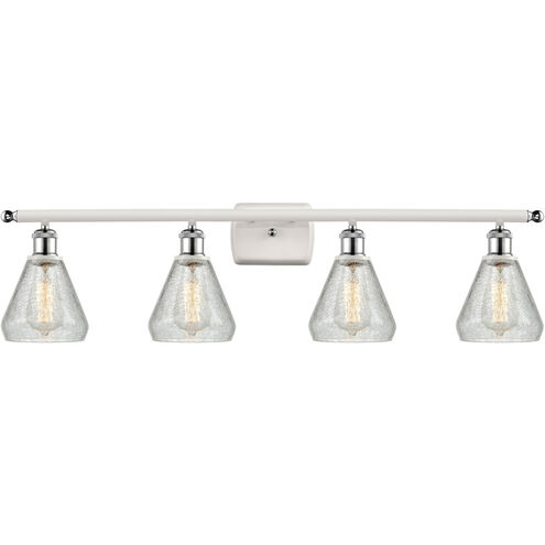 Ballston Conesus 4 Light 36 inch White and Polished Chrome Bath Vanity Light Wall Light, Ballston