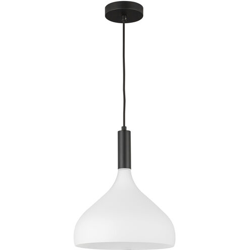 Alora Mood Belleview 1 Light 11.88 inch Matte Black Pendant Ceiling Light in Opal Glass