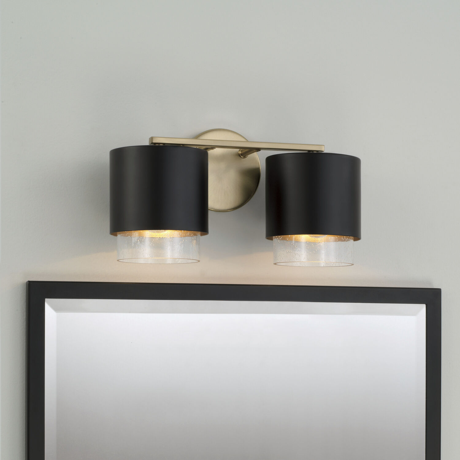 Weller 2 Light 15 inch Matte Brass and Black Vanity Light Wall Light