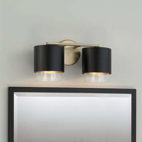 Weller 2 Light 15 inch Matte Brass and Black Vanity Light Wall Light