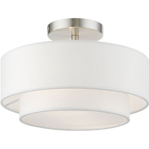 Meridian 2 Light 12 inch Brushed Nickel Semi-Flush Ceiling Light