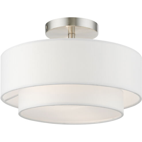 Meridian 2 Light 12 inch Brushed Nickel Semi-Flush Ceiling Light