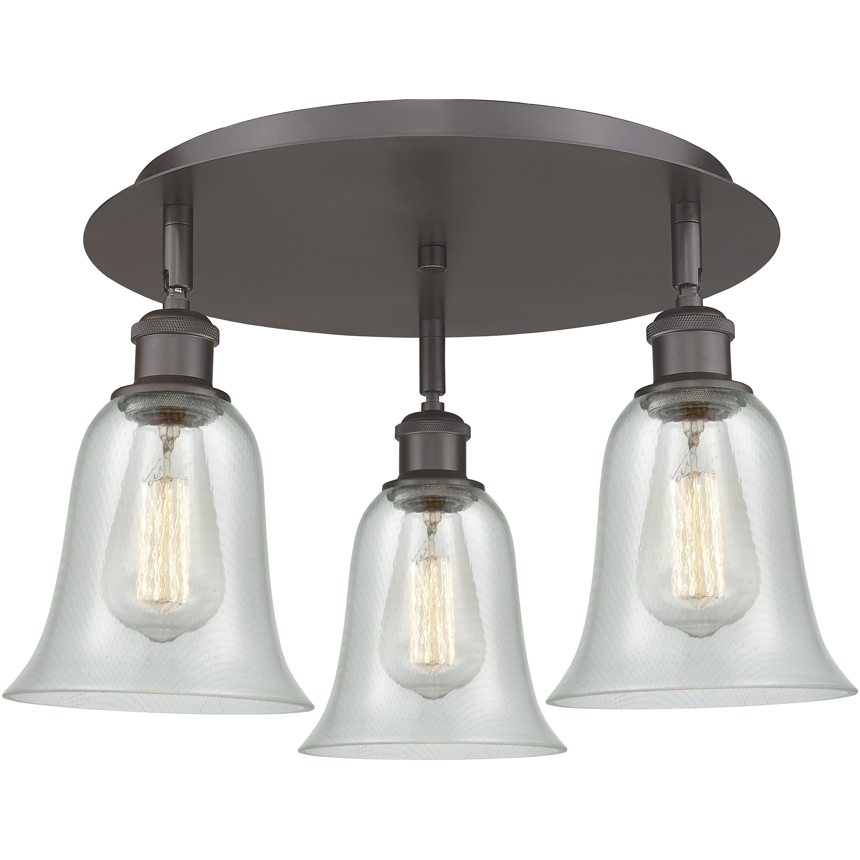 Hanover 3 Light 18 inch Oil Rubbed Bronze Flush Mount Ceiling Light in Fishnet