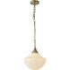 Alora Mood Farrah 1 Light 11.88 inch Brushed Gold Pendant Ceiling Light in Glossy Ribbed Opal Glass