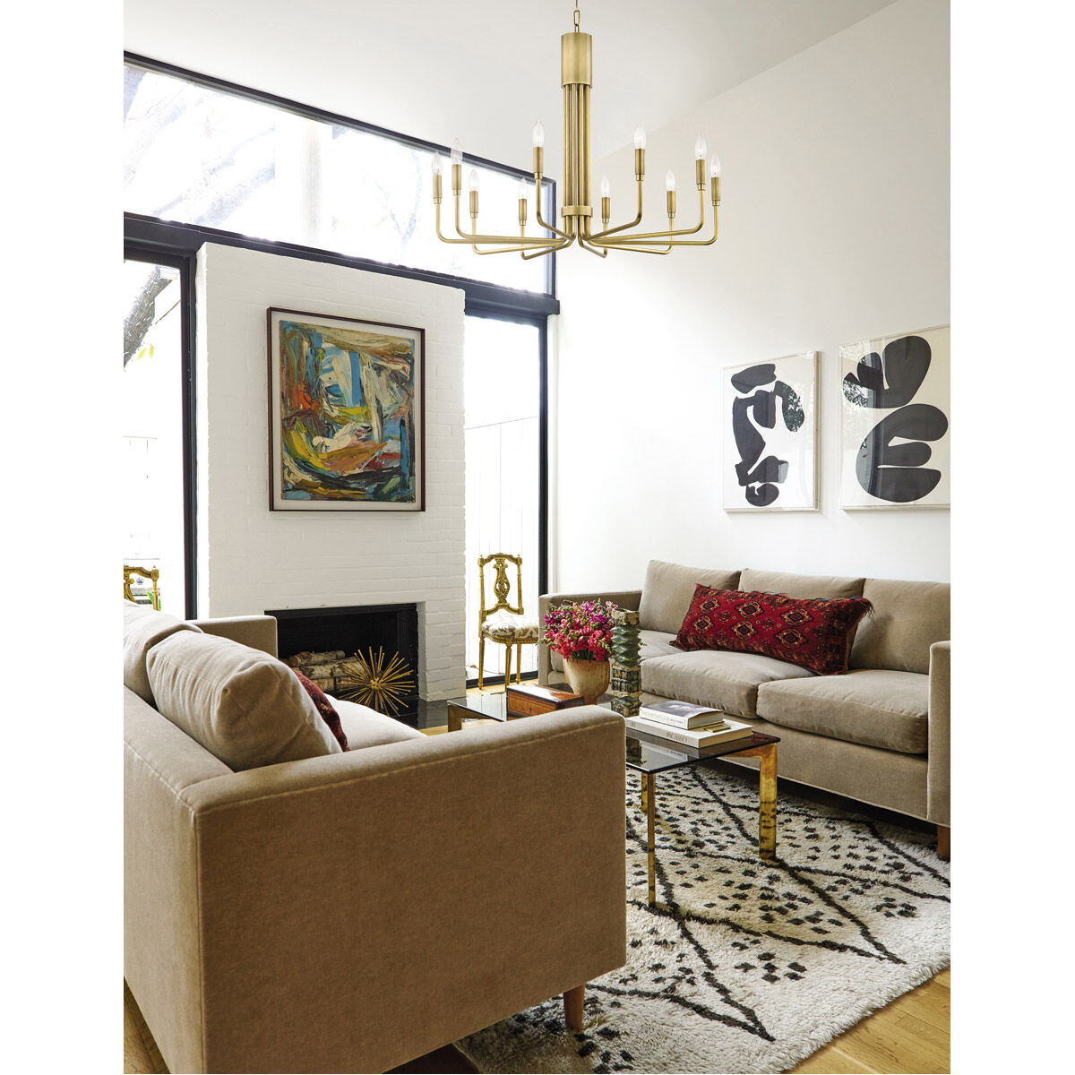 Brigitte 10 Light 32 inch Aged Brass Pendant Ceiling Light