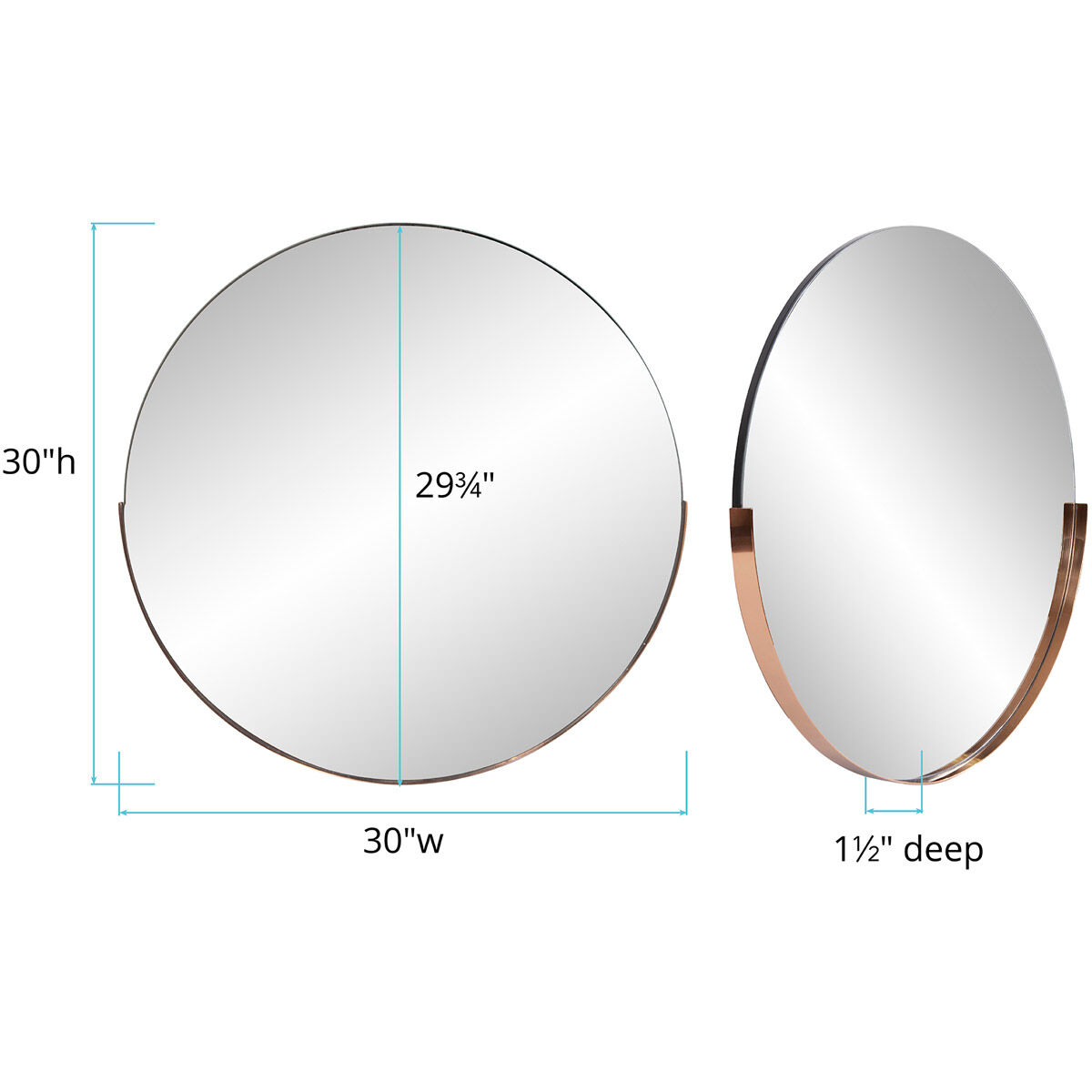 Dante 30 X 30 inch Polished Rose Gold Wall Mirror