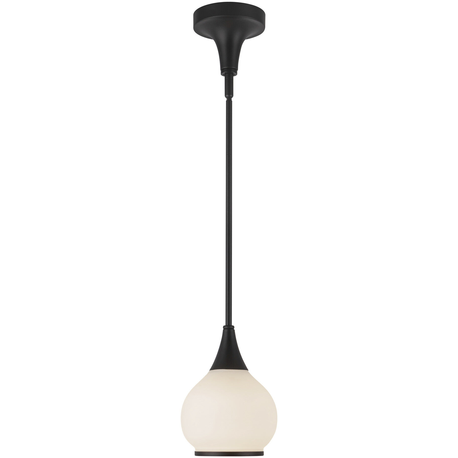 Alora Mood Hazel Pendant Ceiling Light in Matte Black, Matte Opal Glass