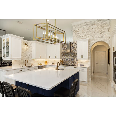 Easton 9 Light 44 inch Rubbed Brass Linear Chandelier Ceiling Light