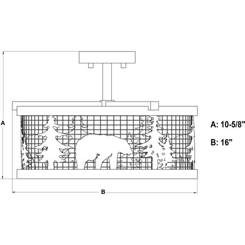 Kodiak LED 16 inch Black and Burnished Teak Semi-Flush Mount Ceiling Light