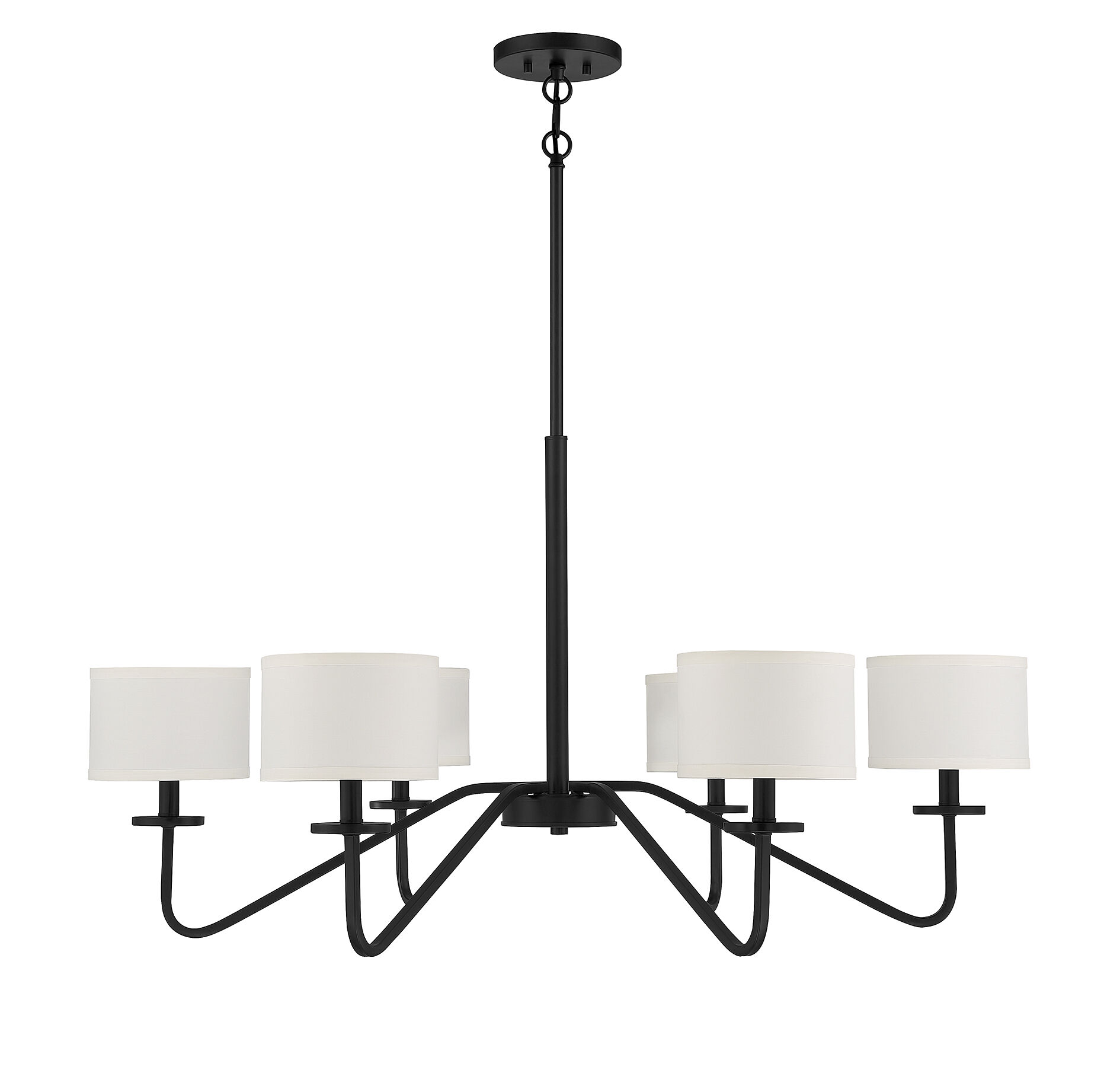 Transitional 6 Light 42 inch Matte Black Chandelier Ceiling Light