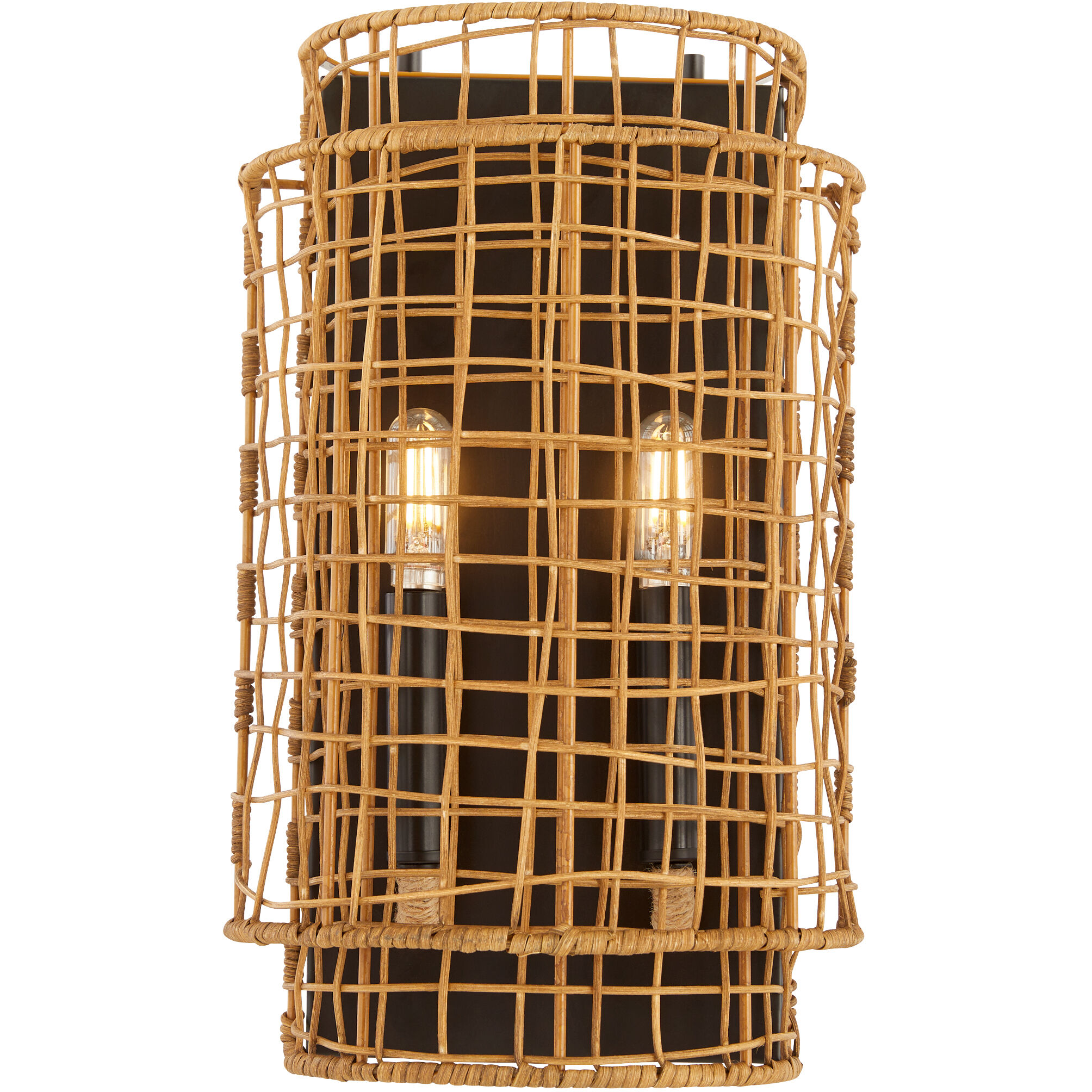 Abaca 2 Light 9 inch Matte Black Wall Sconce Wall Light
