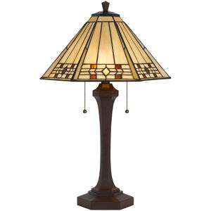 Tiffany 26 inch 60 watt Matt Black Table Lamp Portable Light