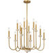 Oakhurst 12 Light 30 inch Antique Gold Chandelier Ceiling Light