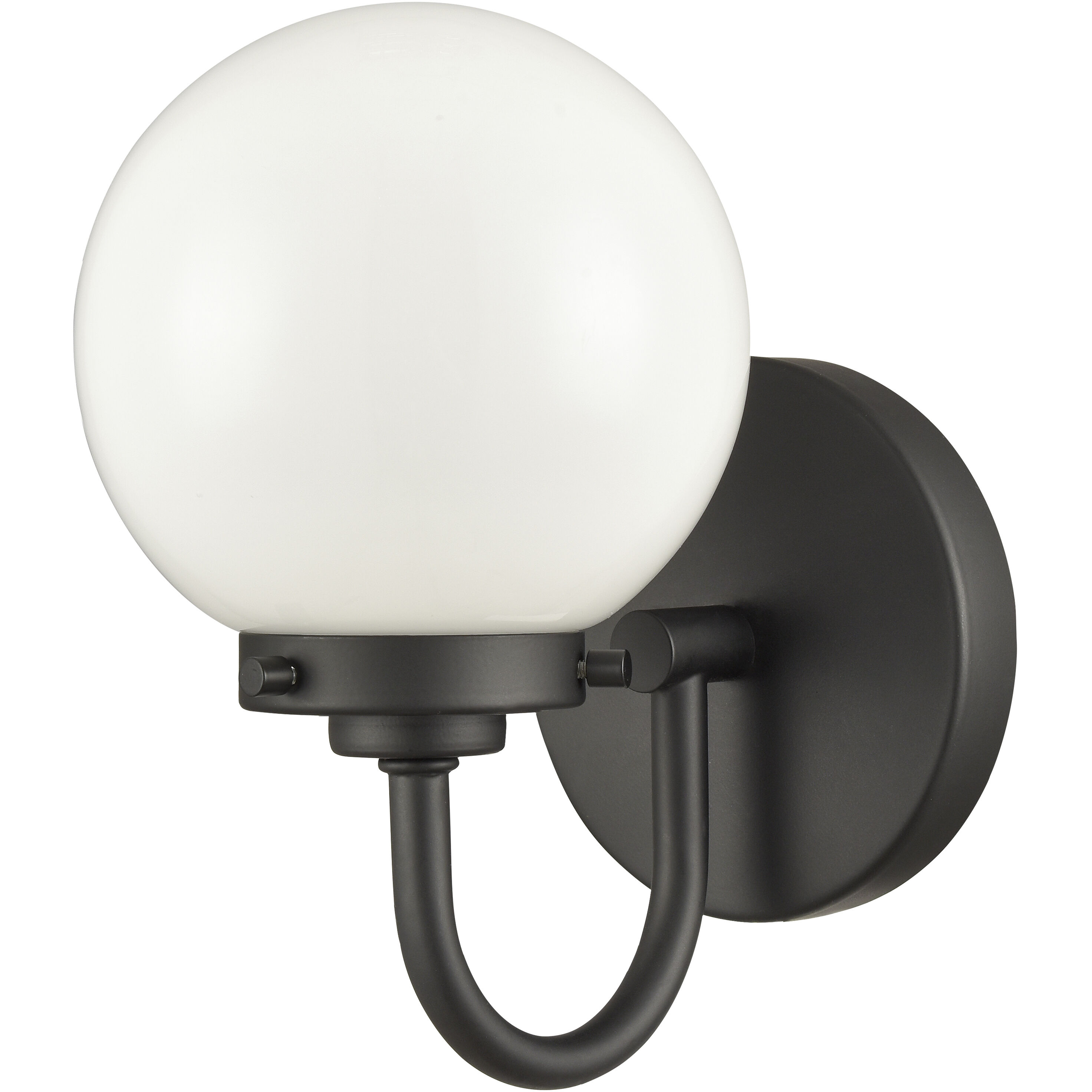 Fairbanks Sconce Wall Light in Matte Black, Opal Glass