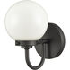 Fairbanks Sconce Wall Light in Matte Black, Opal Glass