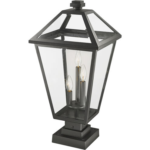 Talbot 3 Light 24.75 inch Black Outdoor Pier Mounted Fixture in Clear Beveled Glass