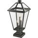 Talbot 3 Light 24.75 inch Black Outdoor Pier Mounted Fixture in Clear Beveled Glass