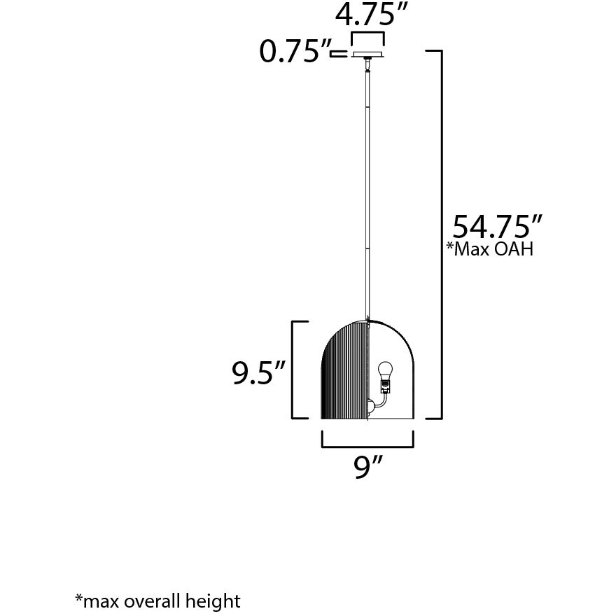 Dune 1 Light 9 inch Black Single Pendant Ceiling Light