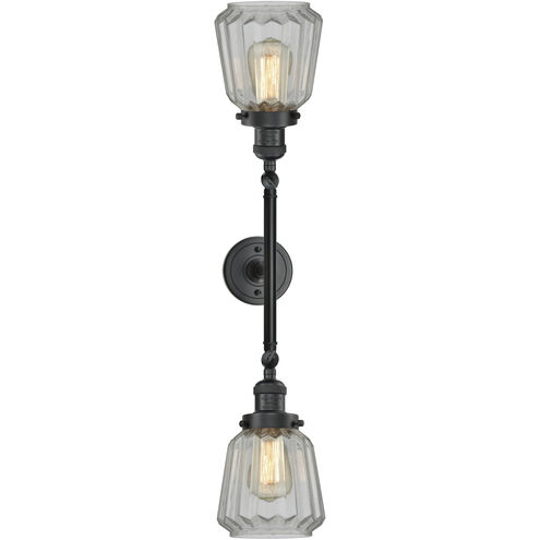 Franklin Restoration Chatham LED 16 inch Matte Black Bath Vanity Light Wall Light in Clear Glass, Franklin Restoration