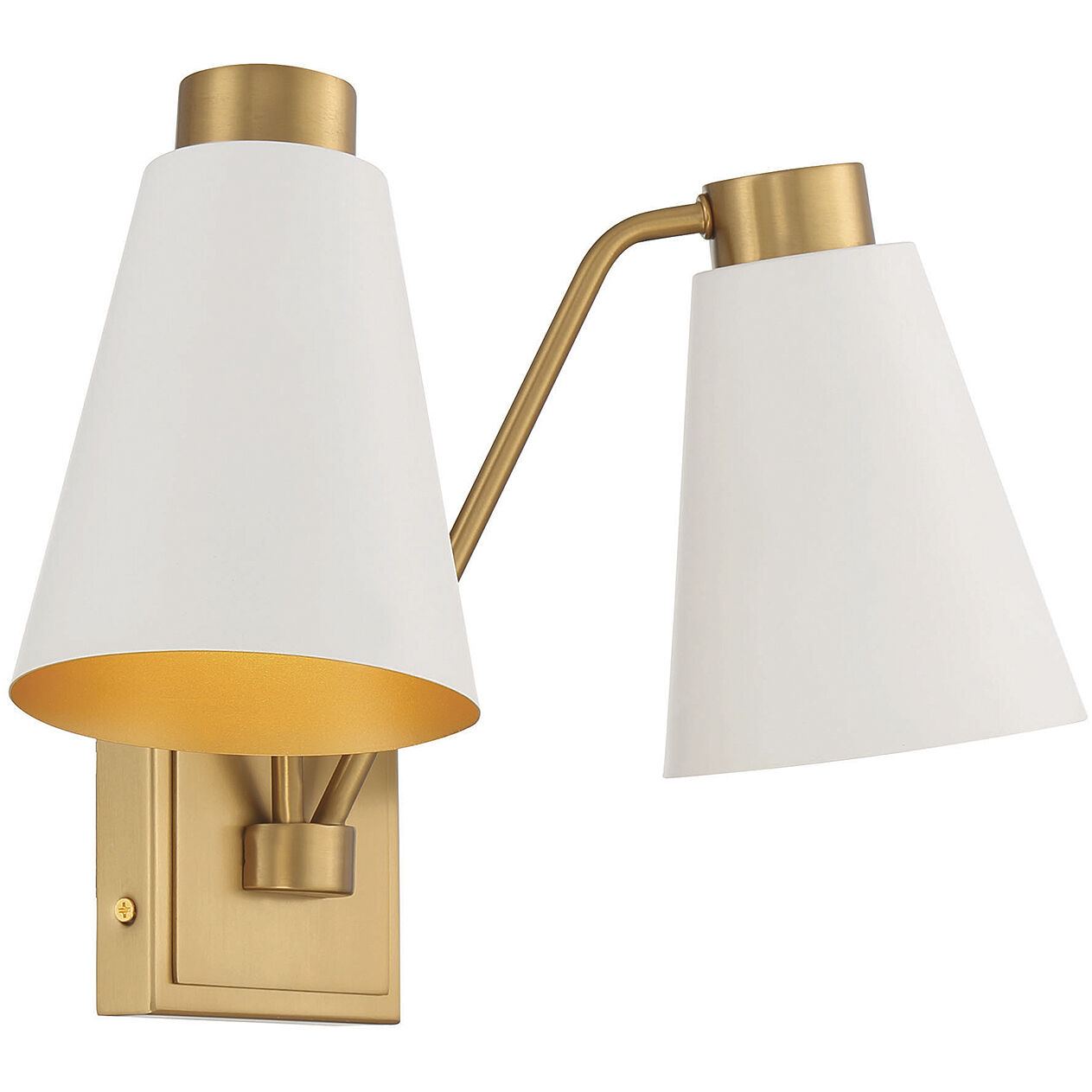 Modern 2 Light 17.5 inch White with Natural Brass Wall Sconce Wall Light