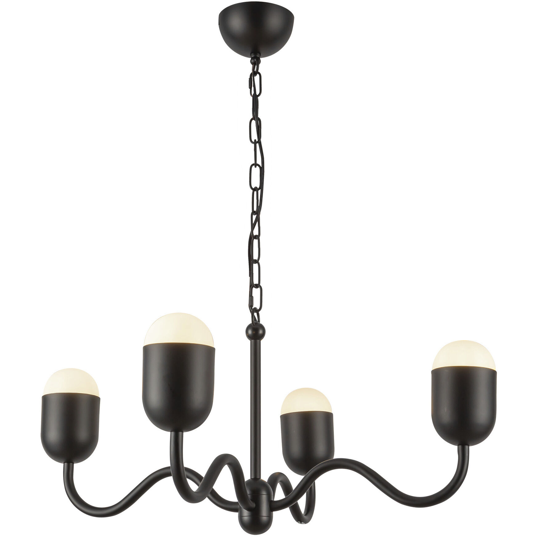 Alora Mood Effie 4 Light 27 inch Matte Black/Opal Glass Chandelier Ceiling Light