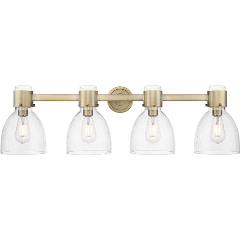 Lawton Bell 4 Light 34 inch Brushed Brass Bath Vanity Light Wall Light in Seedy Glass