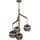 Sean Lavin Sedona 24.5 inch Aged Brass Chandelier Ceiling Light in Incandescent, Transparent Smoke Glass