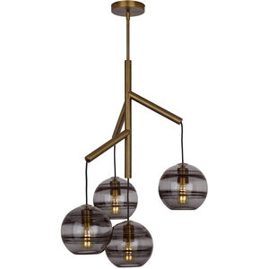Sean Lavin Sedona 24.5 inch Aged Brass Chandelier Ceiling Light in Incandescent, Transparent Smoke Glass