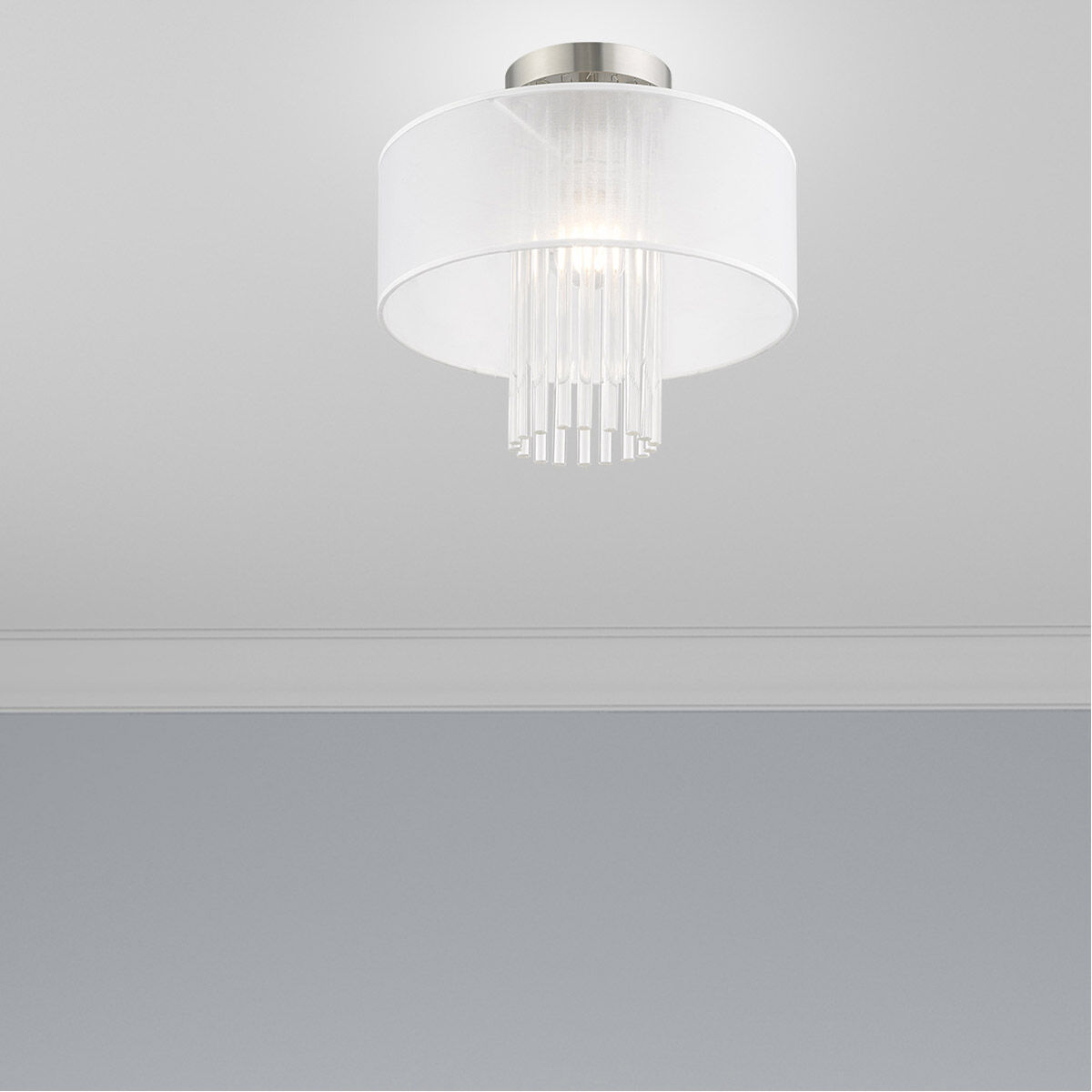 Alexis 1 Light 13 inch Brushed Nickel Semi-Flush Mount Ceiling Light