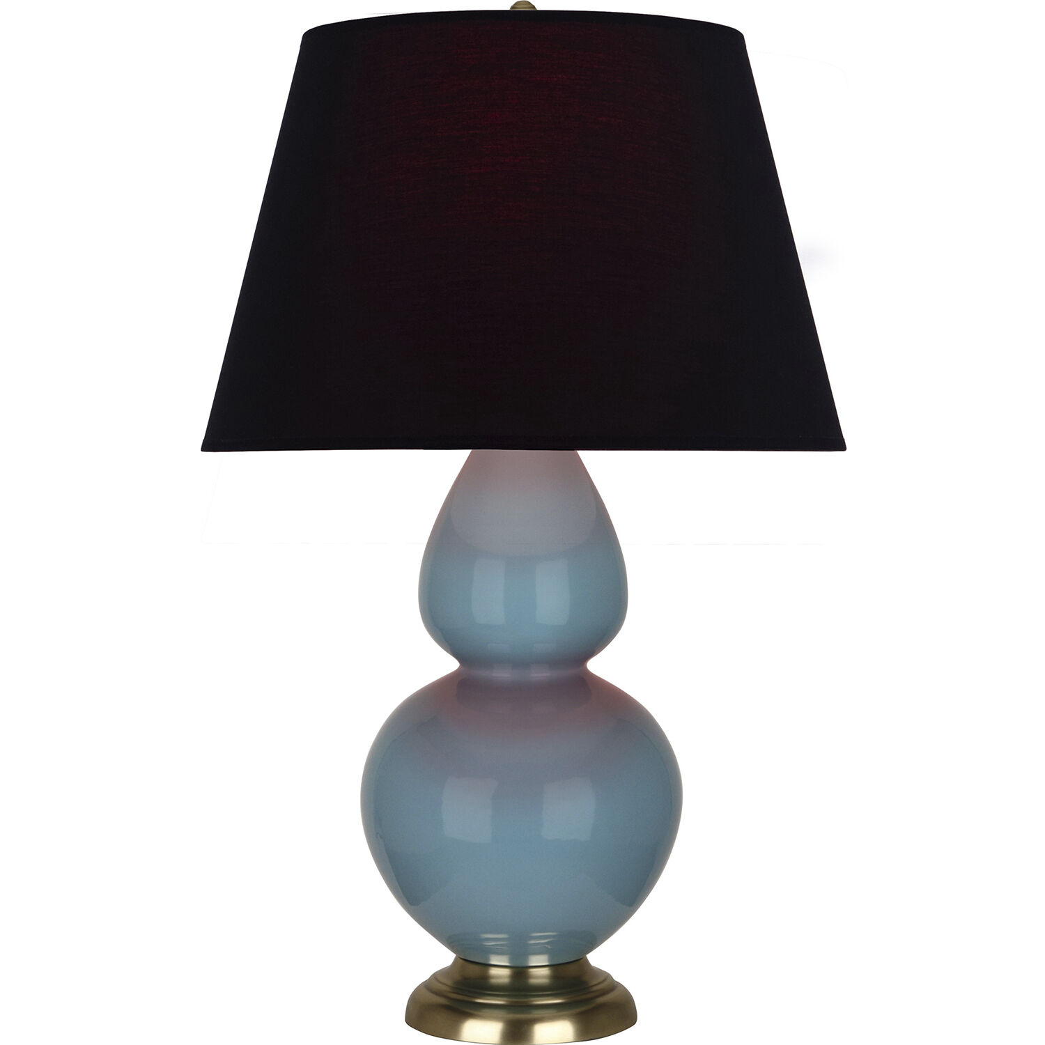 Double Gourd 31 inch 150 watt Steel Blue Glazed Ceramic with Antique Brass Table Lamp Portable Light in Ink Black with Rose Red