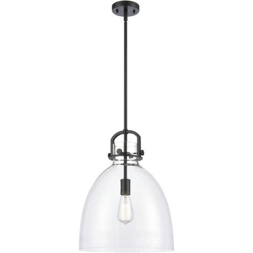 Newton Bell 1 Light 14 inch Matte Black Pendant Ceiling Light in Clear Glass