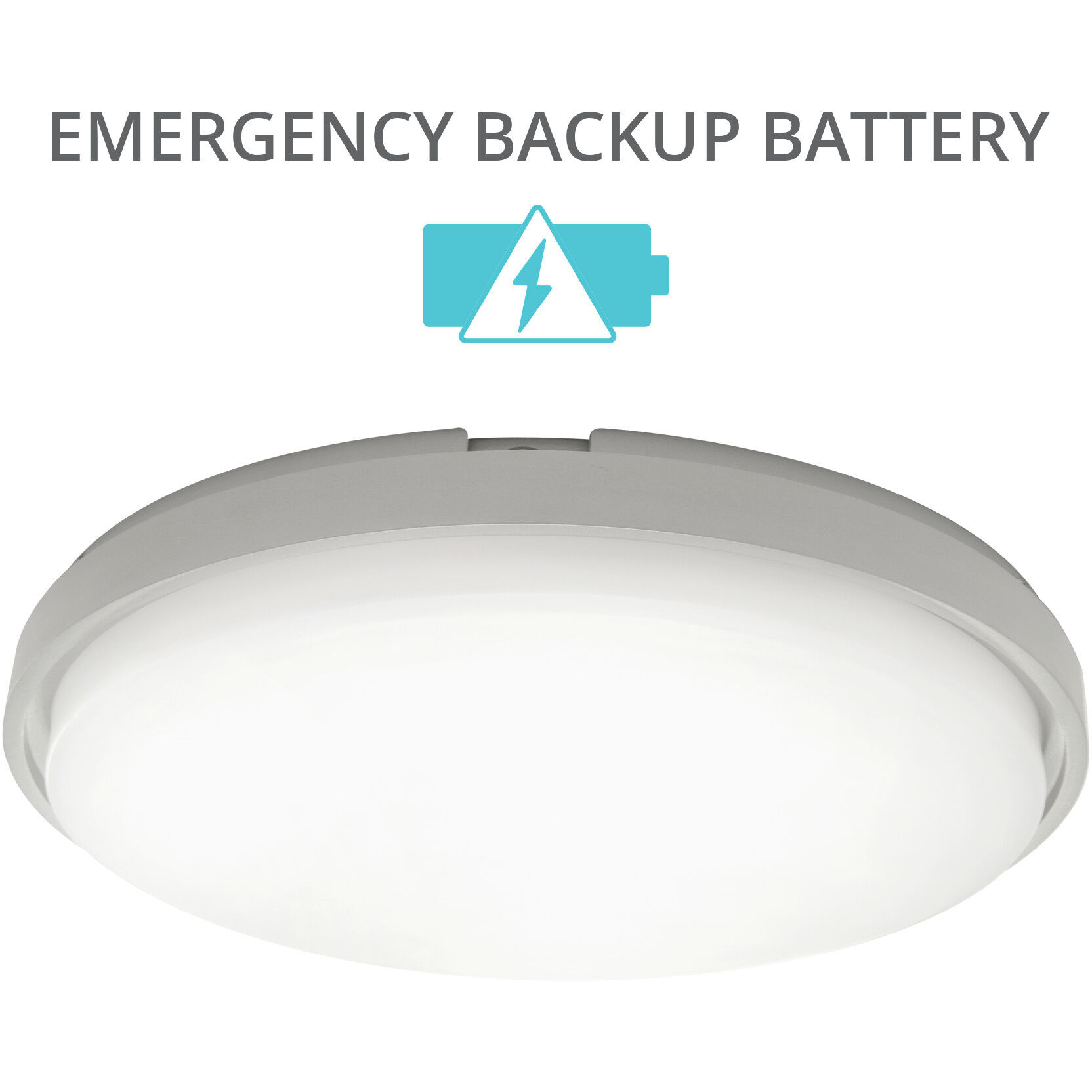 Zenith LED 15 inch Titanium Flush Mount Ceiling Light in 3500K, Has EM Backup Battery