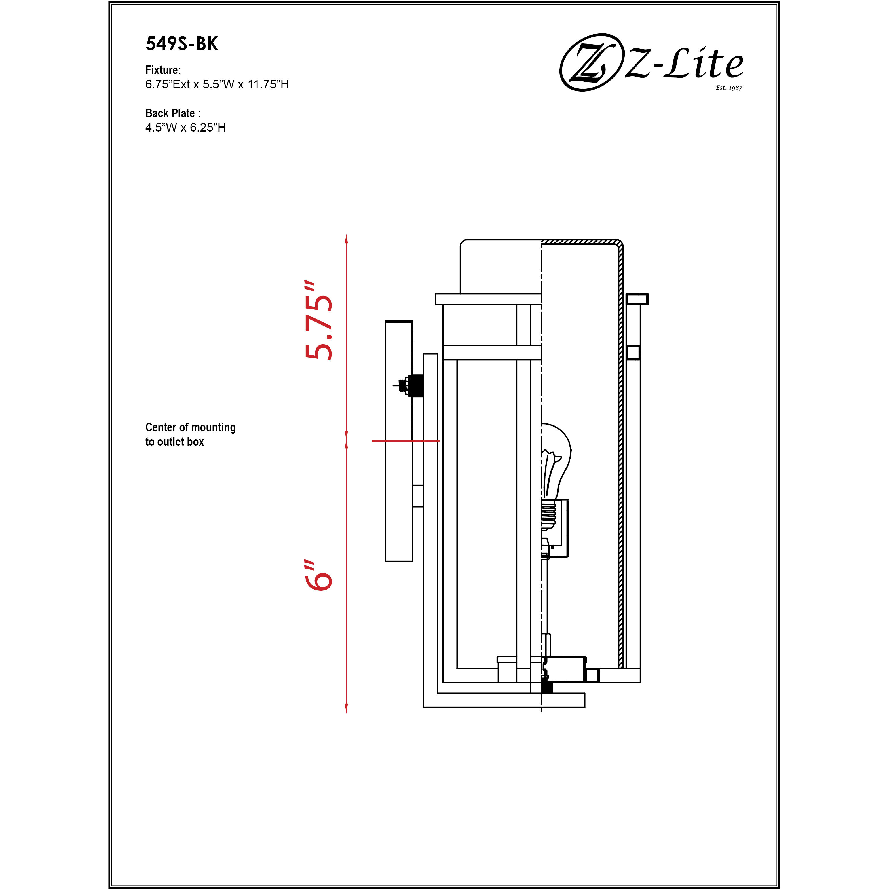 Abbey 1 Light 11.75 inch Black Outdoor Wall Light