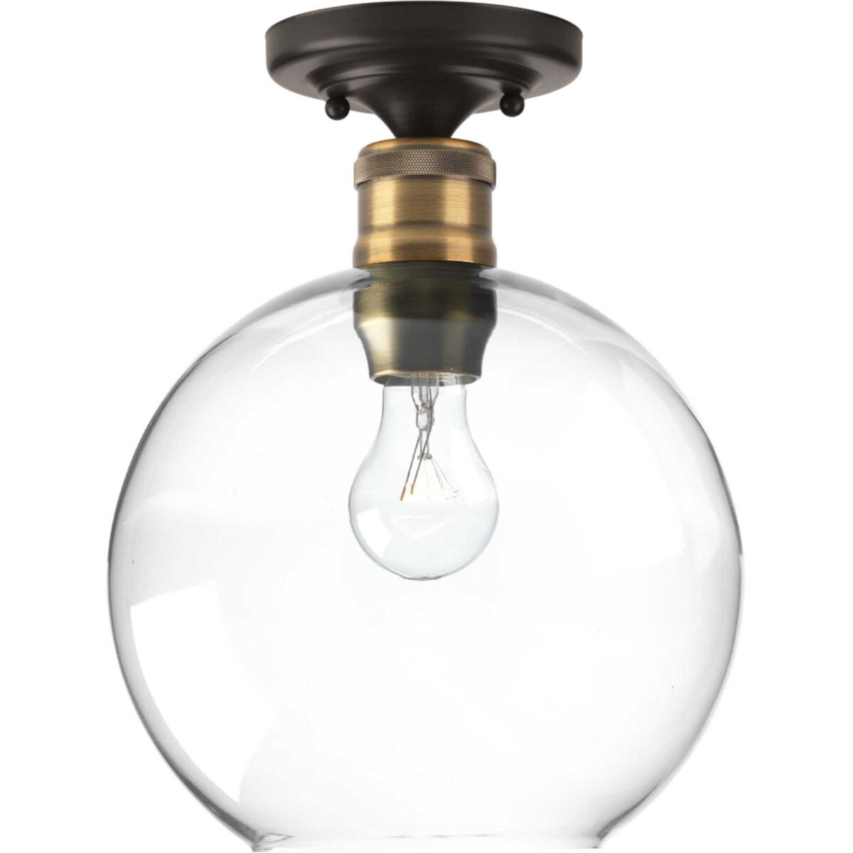 Hansford 1 Light 10 inch Antique Bronze Flush Mount Ceiling Light in Antique Bronze and Vintage Brass