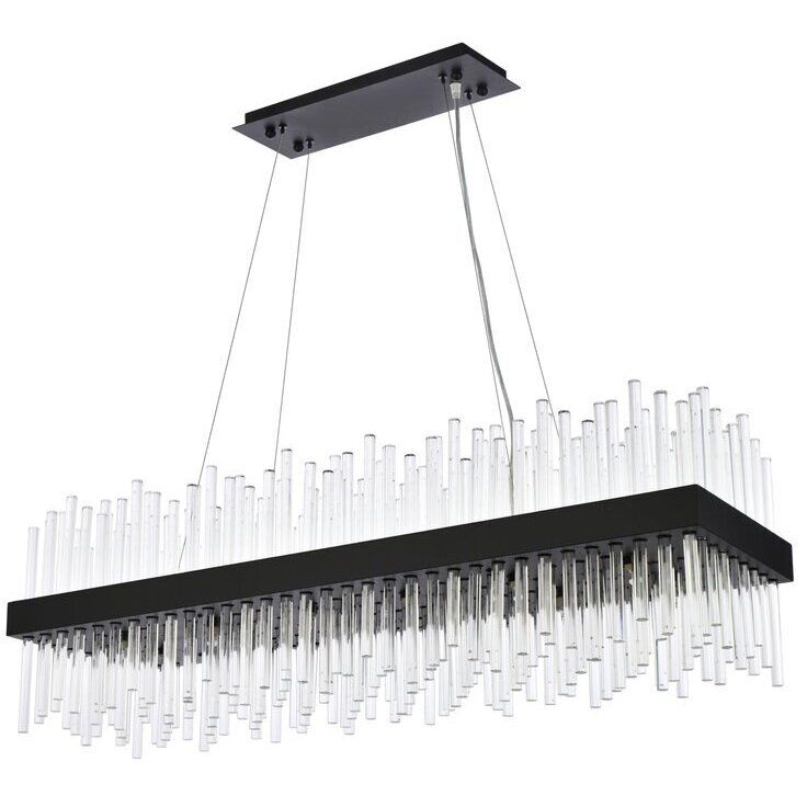 Dallas 24 Light 42 inch Black Linear Chandelier Ceiling Light