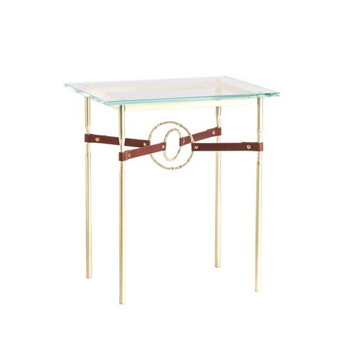Equus 25.1 X 22 inch Modern Brass and Modern Brass Side Table in Leather British Brown