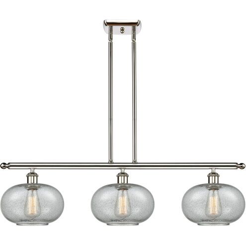 Ballston Gorham 3 Light 36 inch Polished Nickel Island Light Ceiling Light in Charcoal Glass, Ballston