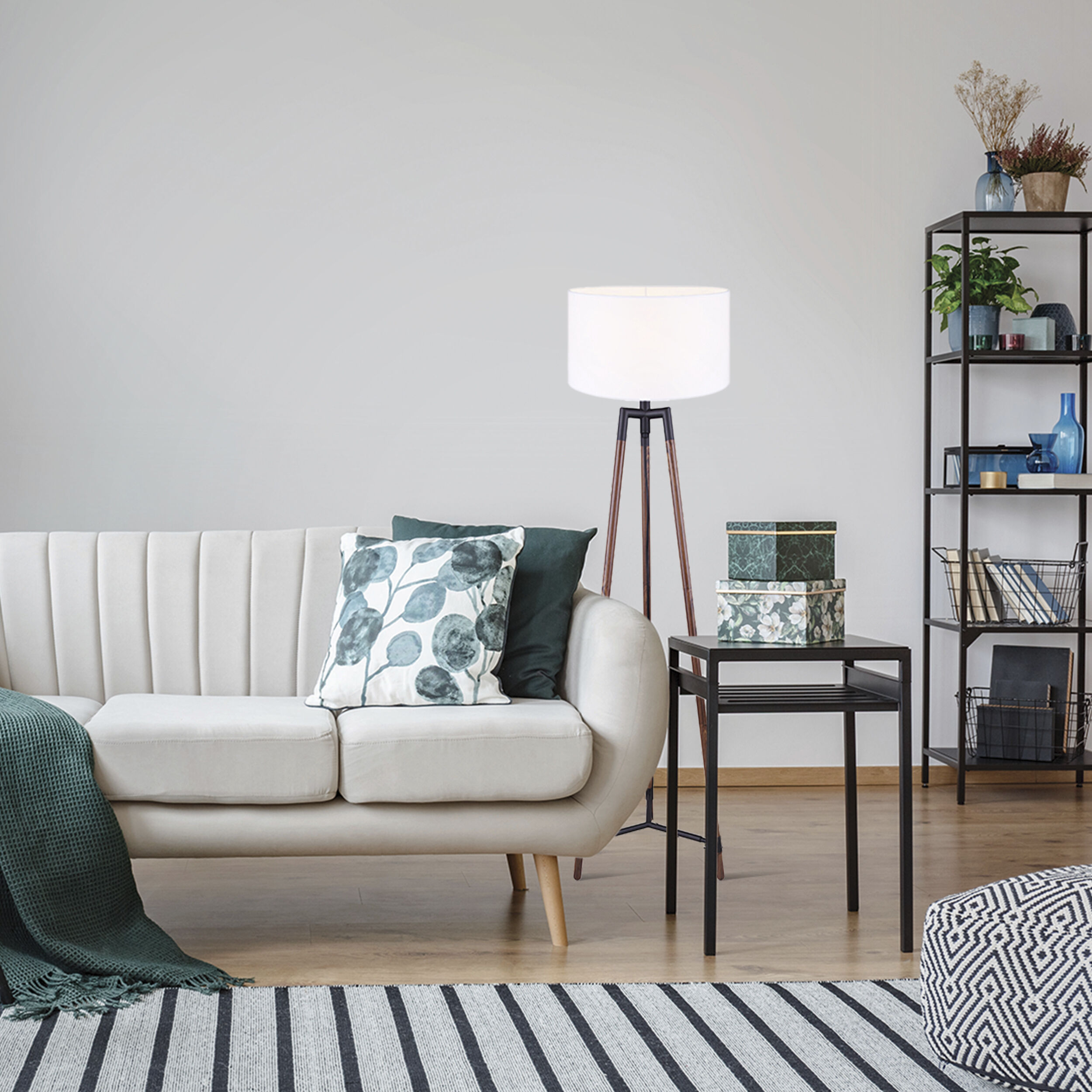 Cameram 62.5 inch 150.00 watt Black and Wood Floor Lamp Portable Light