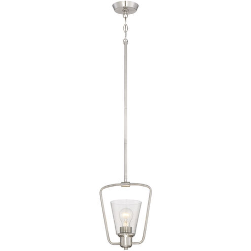 Printers Row 1 Light 8.88 inch Satin Platinum Mini Pendant Ceiling Light
