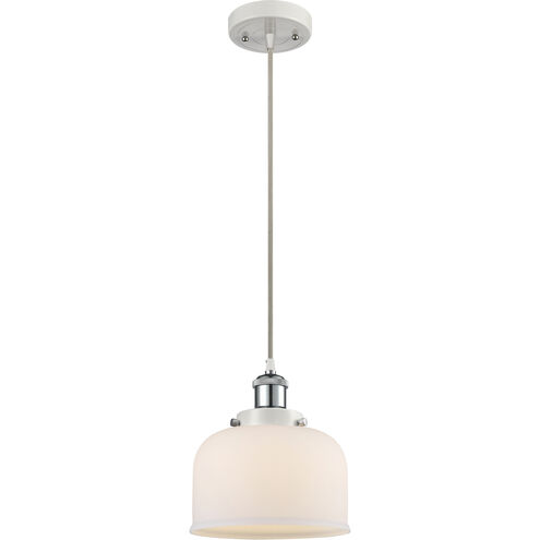 Ballston Large Bell LED 8 inch White and Polished Chrome Mini Pendant Ceiling Light in Matte White Glass