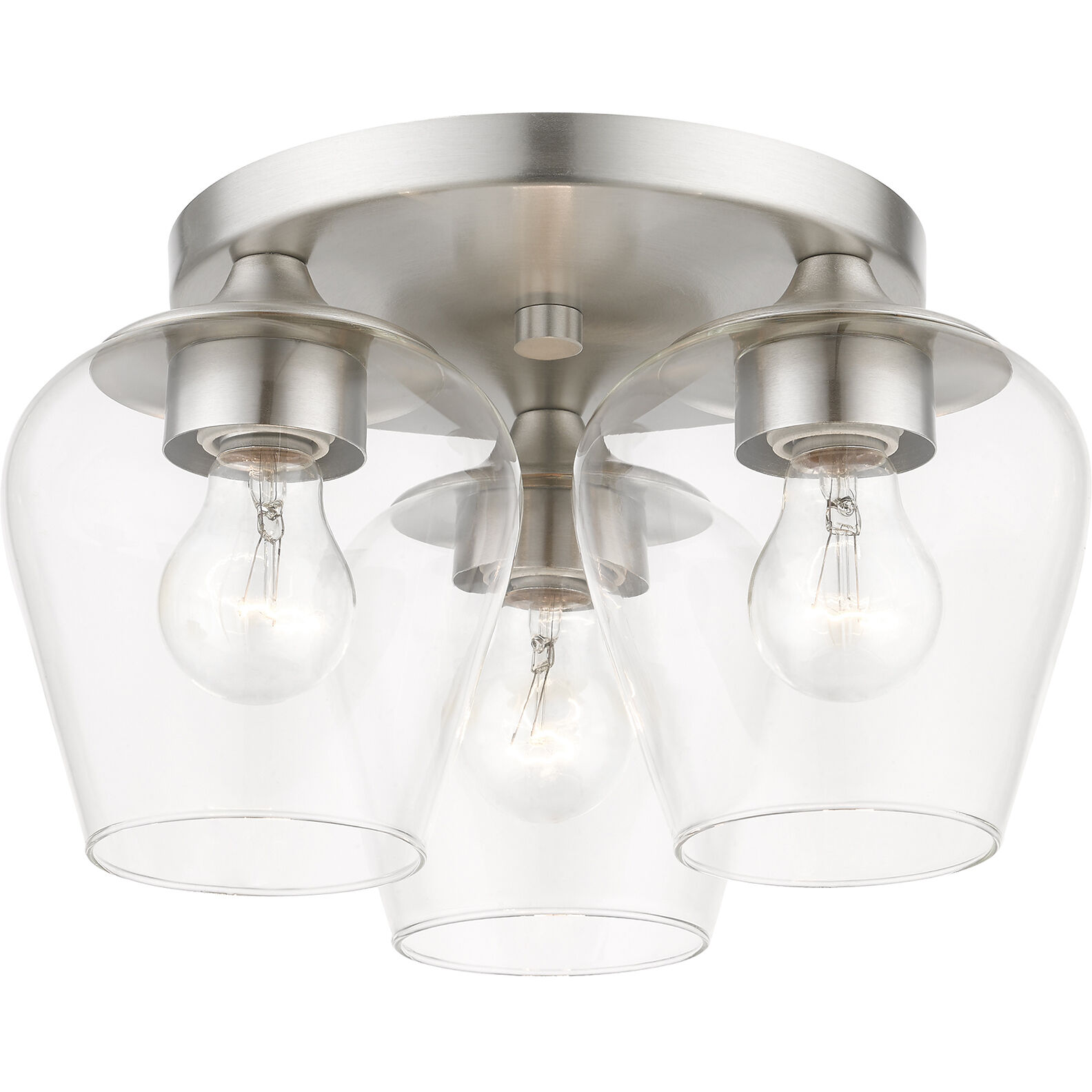 Willow 3 Light 13 inch Brushed Nickel Flush Mount Ceiling Light