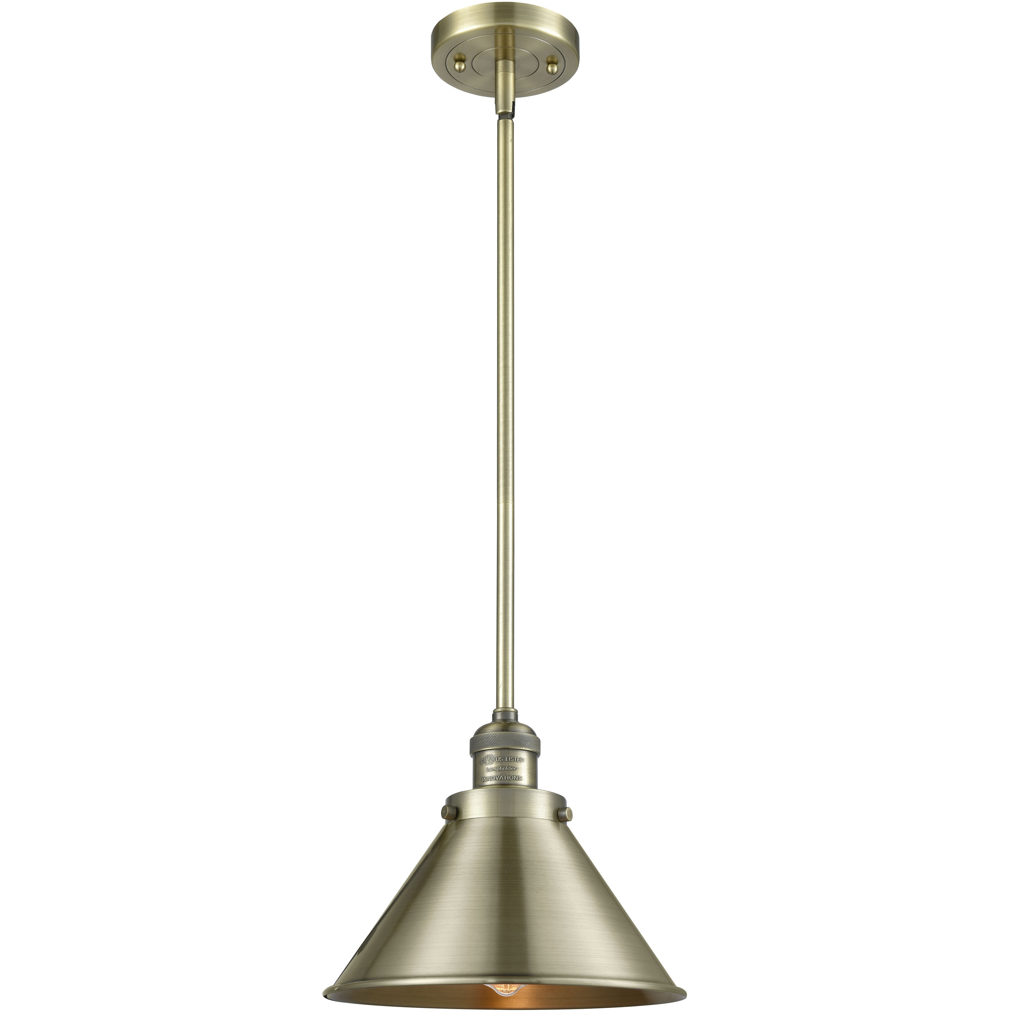 Franklin Restoration Briarcliff LED 10 inch Antique Brass Mini Pendant Ceiling Light, Franklin Restoration