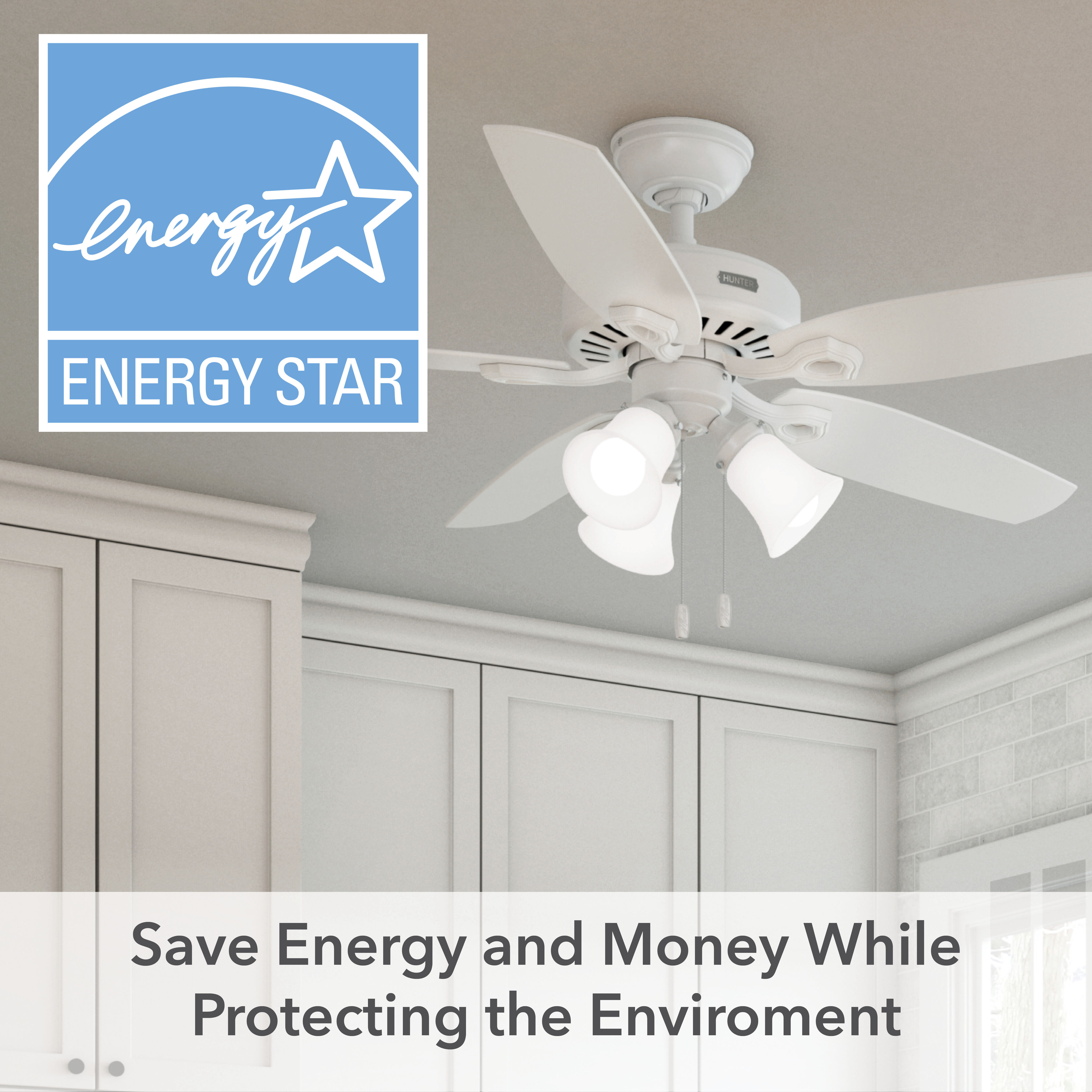 Builder 52 inch Fresh White with Fresh White/Light Oak Blades Ceiling Fan