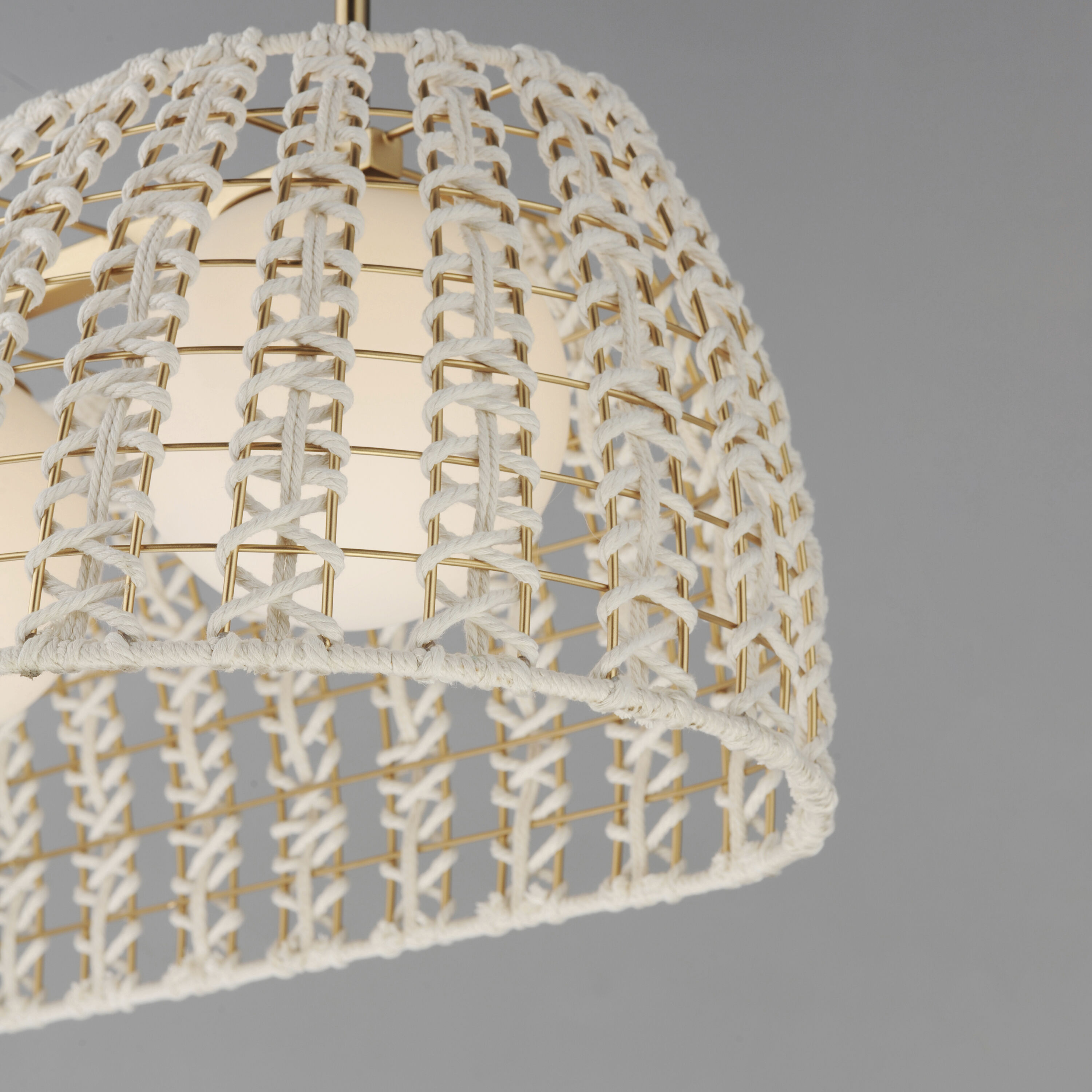 Macrame 3 Light 43.75 inch Gold Linear Pendant Ceiling Light