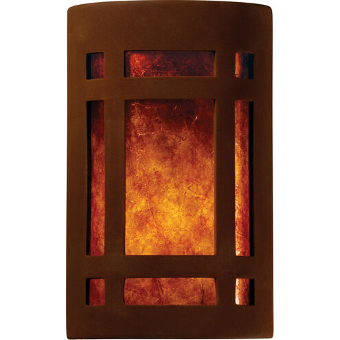 Ambiance Cylinder LED 8 inch Mocha Travertine ADA Wall Sconce Wall Light in 2000 Lm LED, Mica, Large