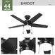 Bardot 44 inch Matte Black with Matte Black/Greyed Walnut Blades Ceiling Fan